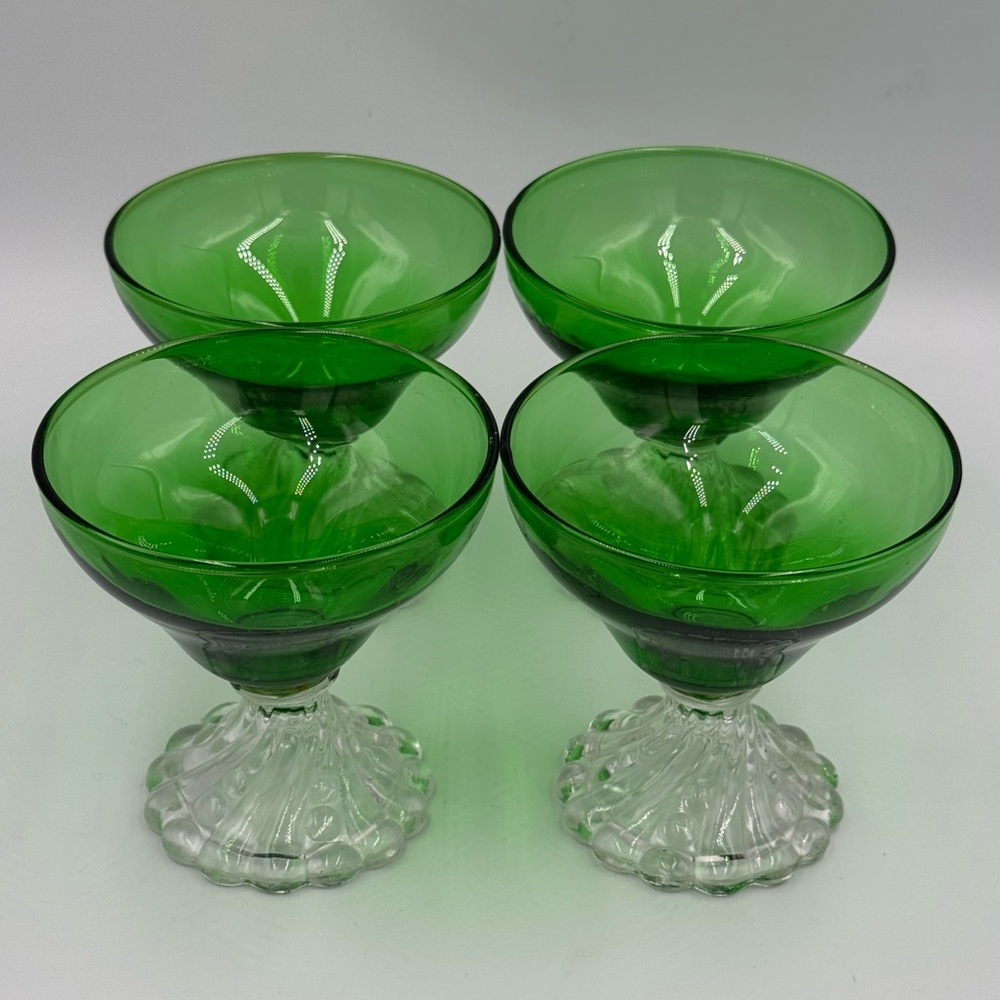 Vintage MCM Anchor Hocking Emerald Green “Burple" Glasses Set of 6 - Picture 7 of 13